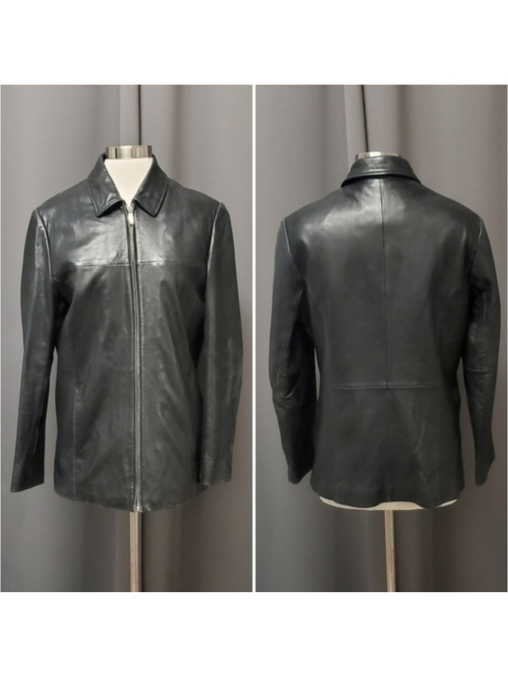 Vintage 90s y2k Wilson's Black Leather Insulated Mid Length Racing Racer Coat Md